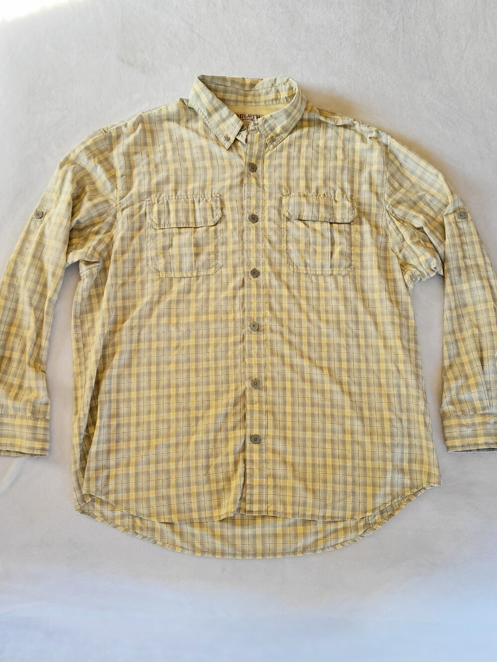 Duluth Trading Co. Yellow Plaid Long-Sleeve Button-Up Shirt XL